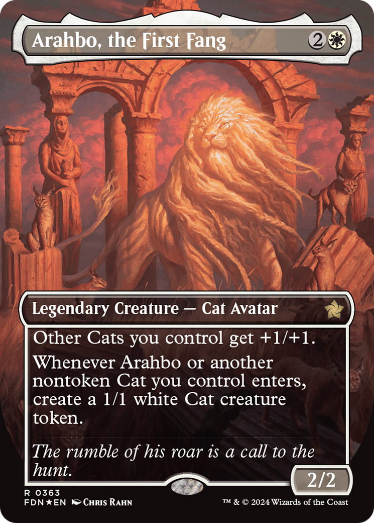 Arahbo, the First Fang (Borderless) (Mana Foil) [Foundations] | Good Games Morley