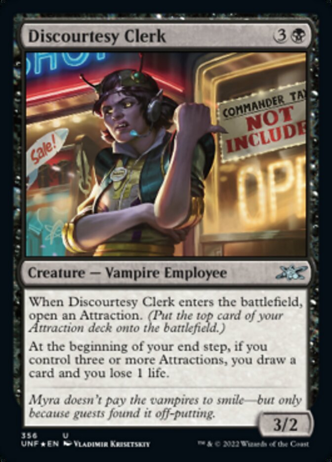 Discourtesy Clerk (Galaxy Foil) [Unfinity] | Good Games Morley