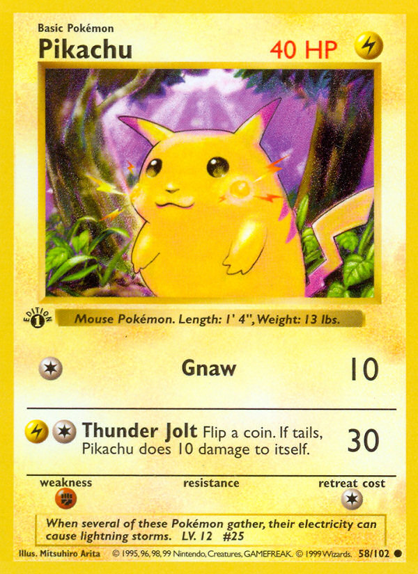 Pikachu (58/102) (Shadowless) [Base Set 1st Edition] | Good Games Morley
