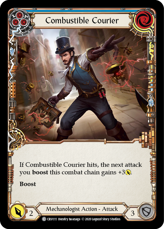 Combustible Courier (Blue) [CRU111] (Crucible of War)  1st Edition Rainbow Foil | Good Games Morley
