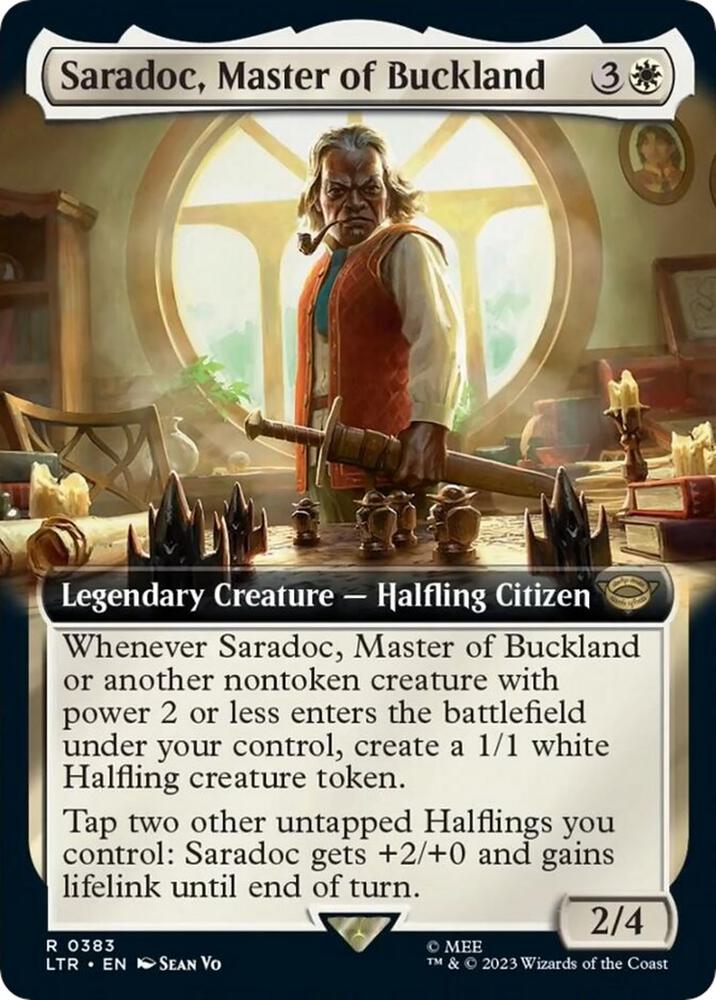 Saradoc, Master of Buckland 383 (Universes Beyond: The Lord of the Rings: Tales of Middle-earth)  - Extended Art | Good Games Morley