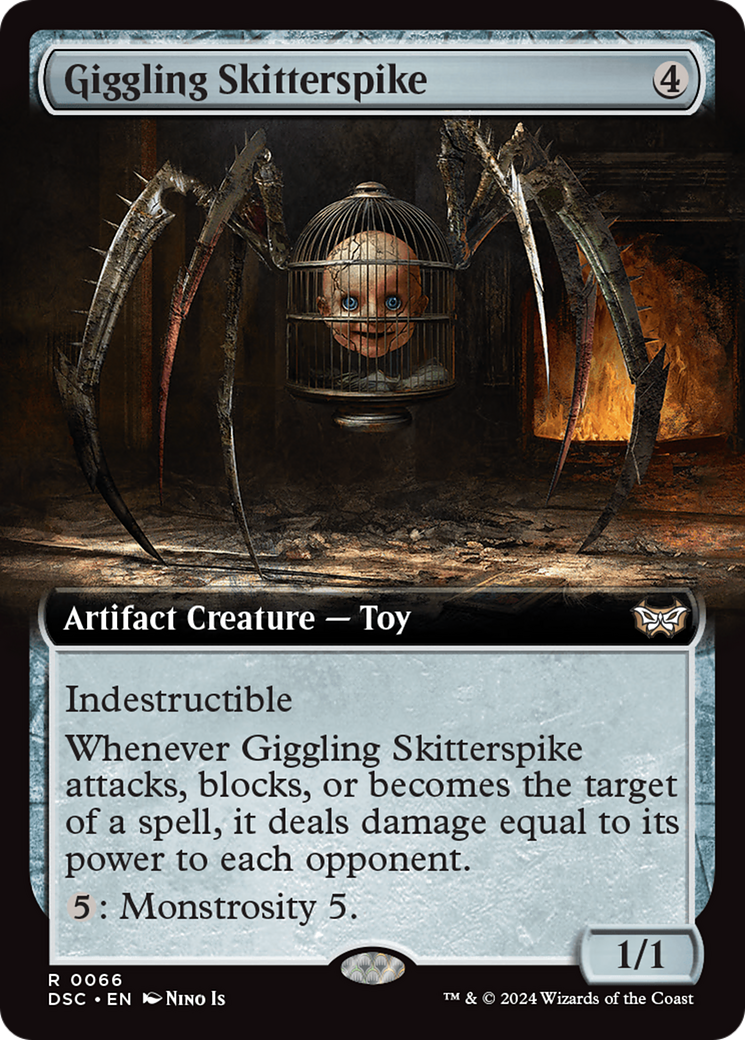 Giggling Skitterspike (Extended Art) [Duskmourn: House of Horror Commander] | Good Games Morley