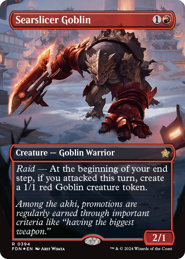Searslicer Goblin (Borderless) (Mana Foil) [Foundations] | Good Games Morley