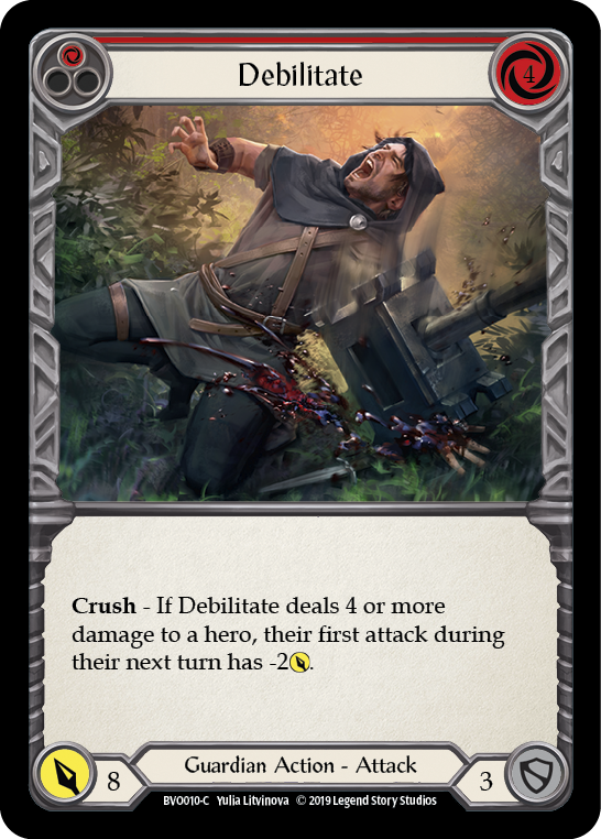Debilitate (Red) [BVO010-C] (Bravo Hero Deck)  1st Edition Normal | Good Games Morley