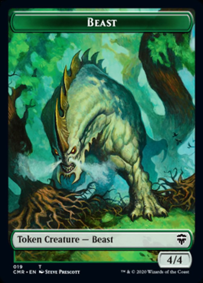 Beast (19) // Elephant Double-Sided Token [Commander Legends Tokens] | Good Games Morley