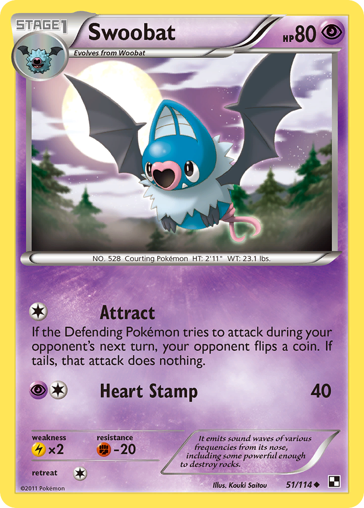 Swoobat (51/114) [Black & White: Base Set] | Good Games Morley