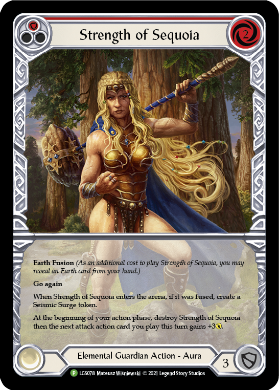 Strength of Sequoia (Red) [LGS078] (Promo)  Rainbow Foil | Good Games Morley