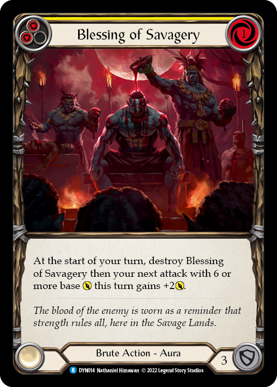 Blessing of Savagery (Yellow) [DYN014] (Dynasty)  Rainbow Foil | Good Games Morley