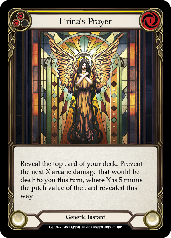 Eirina's Prayer (Yellow) [ARC174-R] (Arcane Rising)  1st Edition Rainbow Foil | Good Games Morley