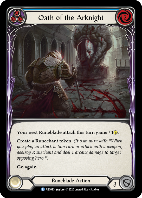 Oath of the Arknight (Blue) [U-ARC093] (Arcane Rising Unlimited)  Unlimited Rainbow Foil | Good Games Morley