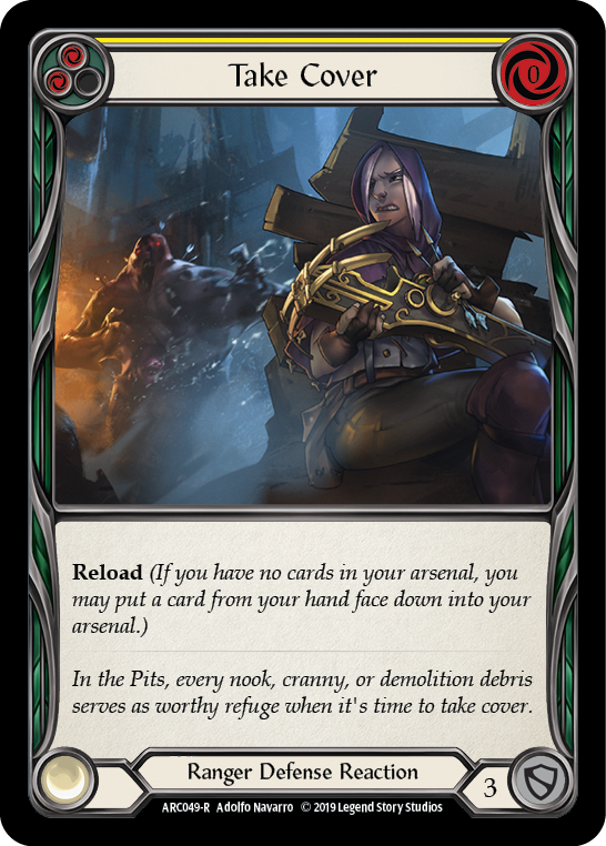 Take Cover (Yellow) [ARC049-R] (Arcane Rising)  1st Edition Rainbow Foil | Good Games Morley
