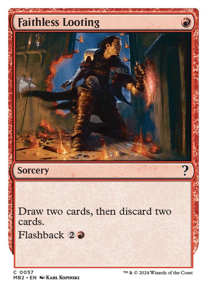 Faithless Looting White Border 57/390 (Mystery Booster 2)  | Good Games Morley