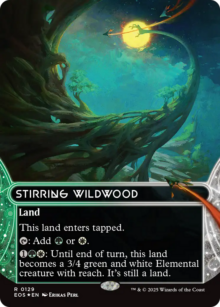 Stirring Wildwood (0129) (Borderless) (Galaxy Foil) [Edge of Eternities: Stellar Sights] | Good Games Morley