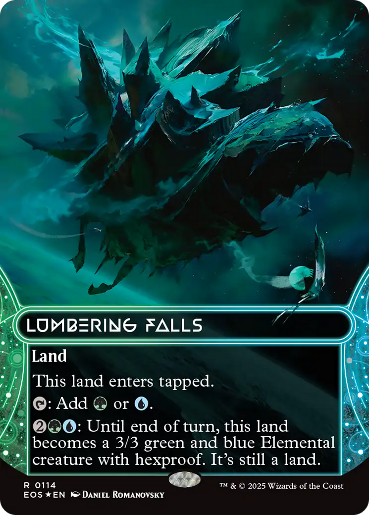 Lumbering Falls (0114) (Borderless) (Galaxy Foil) [Edge of Eternities: Stellar Sights] | Good Games Morley