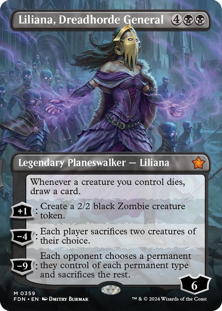 Liliana, Dreadhorde General 359/291 (Foundations)  - Borderless Foil | Good Games Morley