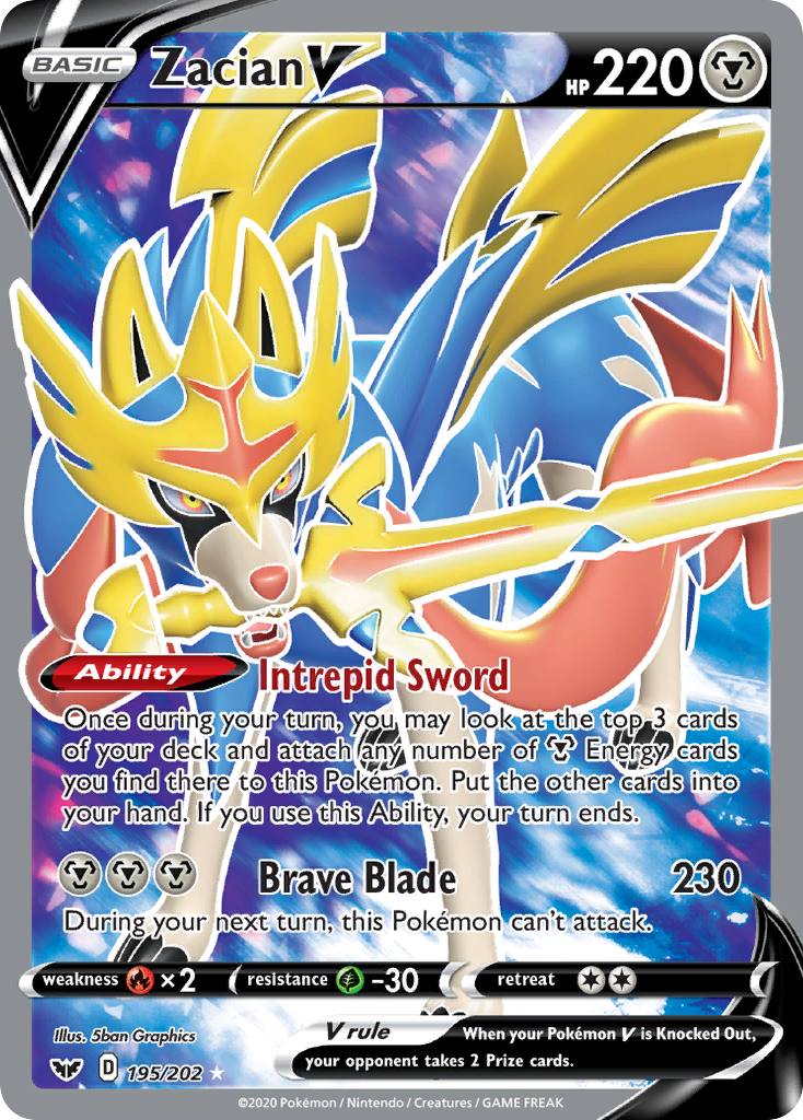 Zacian V (195/202) [Sword & Shield: Base Set] | Good Games Morley