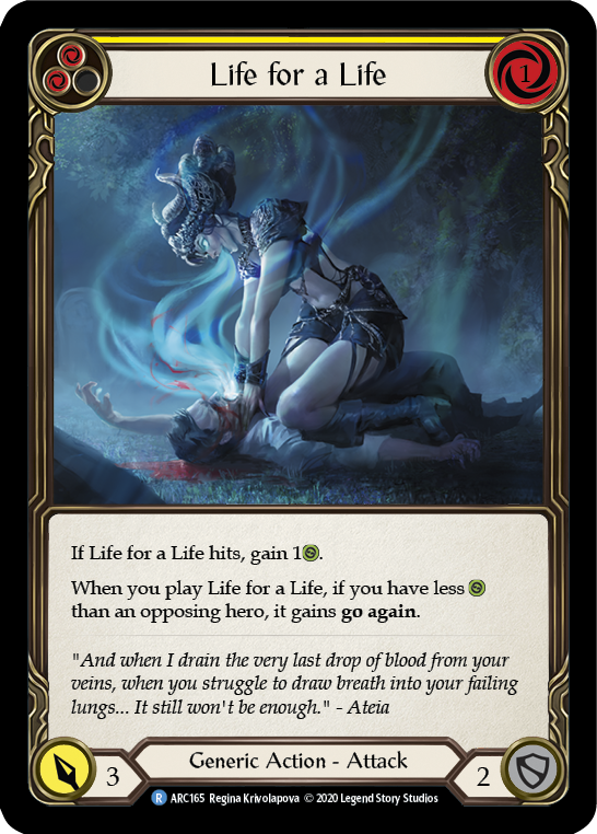 Life for a Life (Yellow) [U-ARC165] (Arcane Rising Unlimited)  Unlimited Normal | Good Games Morley