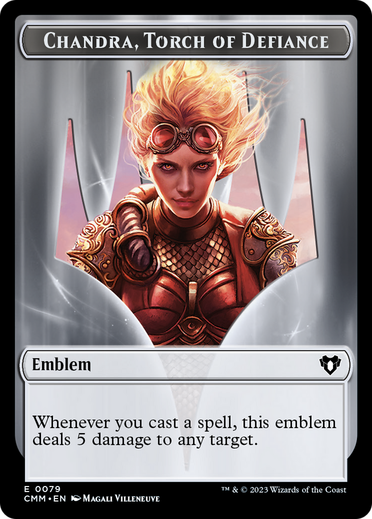 Chandra, Torch of Defiance Emblem // Wizard Double-Sided Token [Commander Masters Tokens] | Good Games Morley