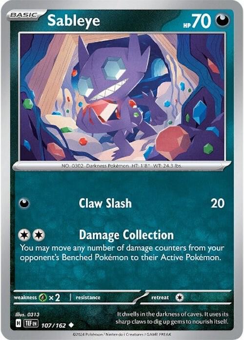 Sableye 107/162 (SV05: Temporal Forces)  - Reverse Holofoil | Good Games Morley