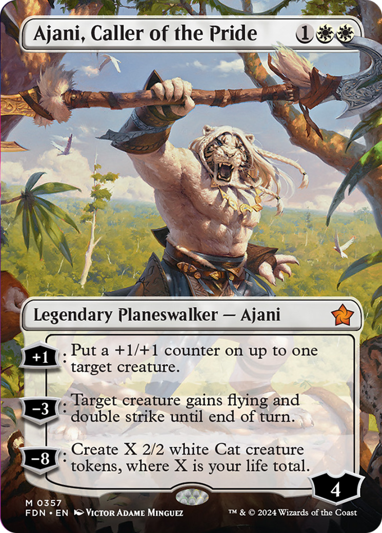 Ajani, Caller of the Pride (Borderless) [Foundations] | Good Games Morley