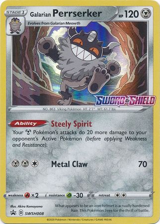 Galarian Perrserker (SWSH008) (Prerelease Promo) [Sword & Shield: Black Star Promos] | Good Games Morley