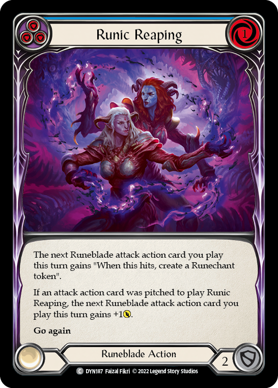 Runic Reaping (Blue) [DYN187] (Dynasty)  Rainbow Foil | Good Games Morley
