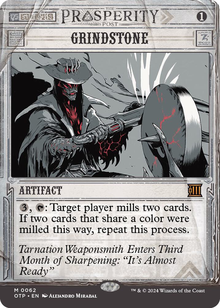 Grindstone 62/65 (Outlaws of Thunder Junction: Breaking News)  - Showcase Foil | Good Games Morley