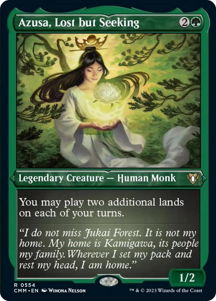 Azusa, Lost but Seeking (Foil Etched) [Commander Masters] | Good Games Morley