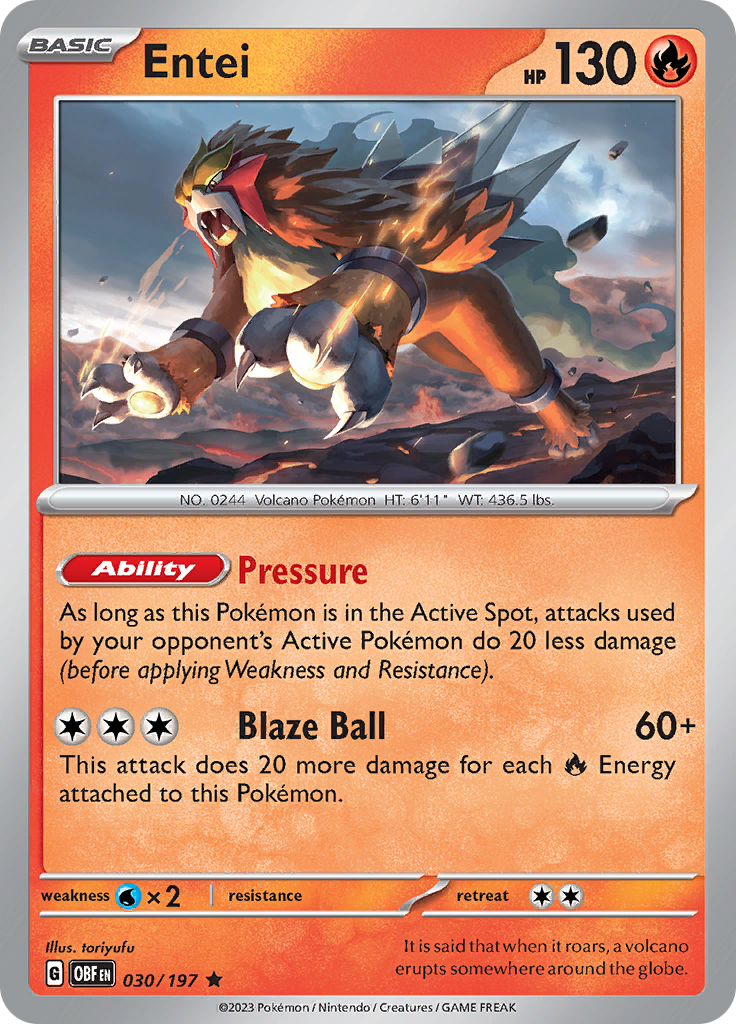 Entei (030/197) [Scarlet & Violet: Obsidian Flames] | Good Games Morley
