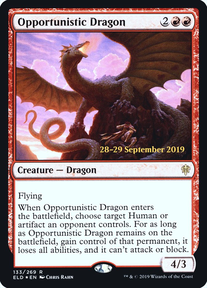 Opportunistic Dragon [Throne of Eldraine Prerelease Promos] | Good Games Morley