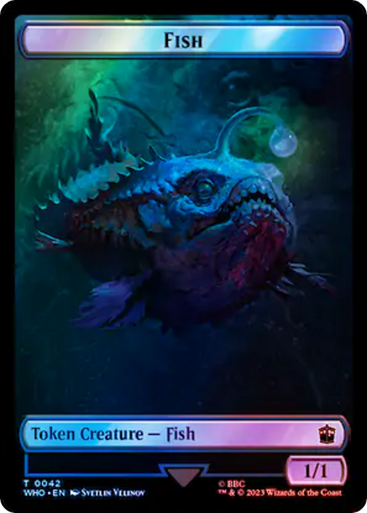 Fish // Cyberman Double-Sided Token (Surge Foil) [Doctor Who Tokens] | Good Games Morley