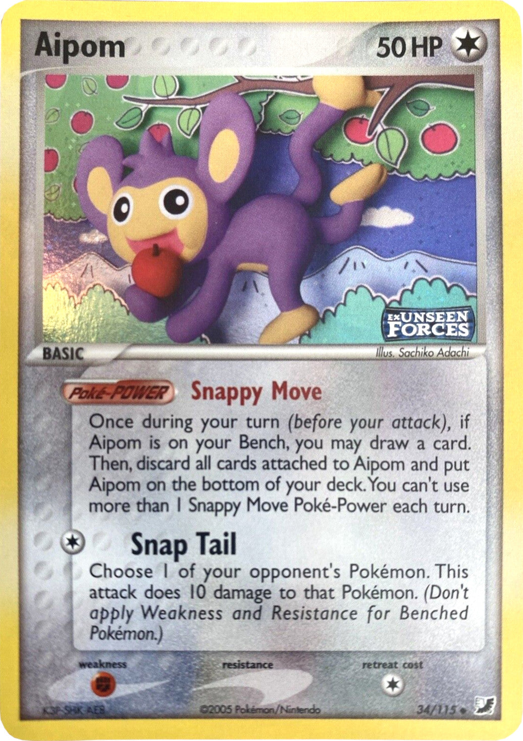 Aipom (34/115) (Stamped) [EX: Unseen Forces] | Good Games Morley