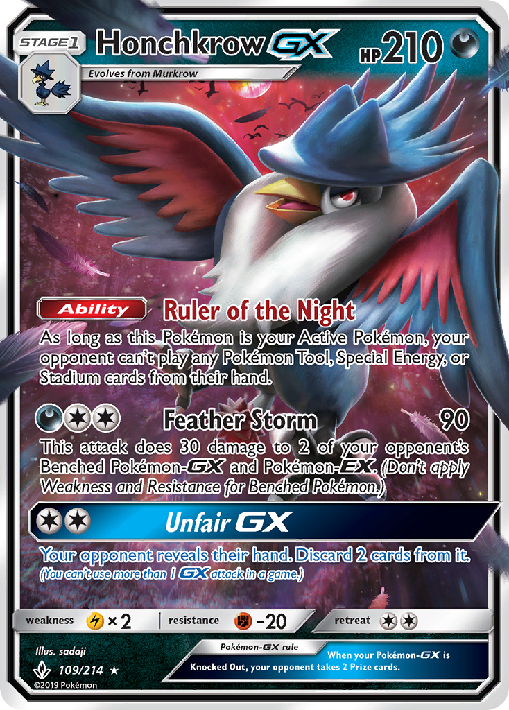 Honchkrow GX (109/214) [Sun & Moon: Unbroken Bonds] | Good Games Morley