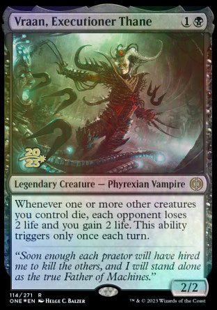 Vraan, Executioner Thane [Phyrexia: All Will Be One Prerelease Promos] | Good Games Morley