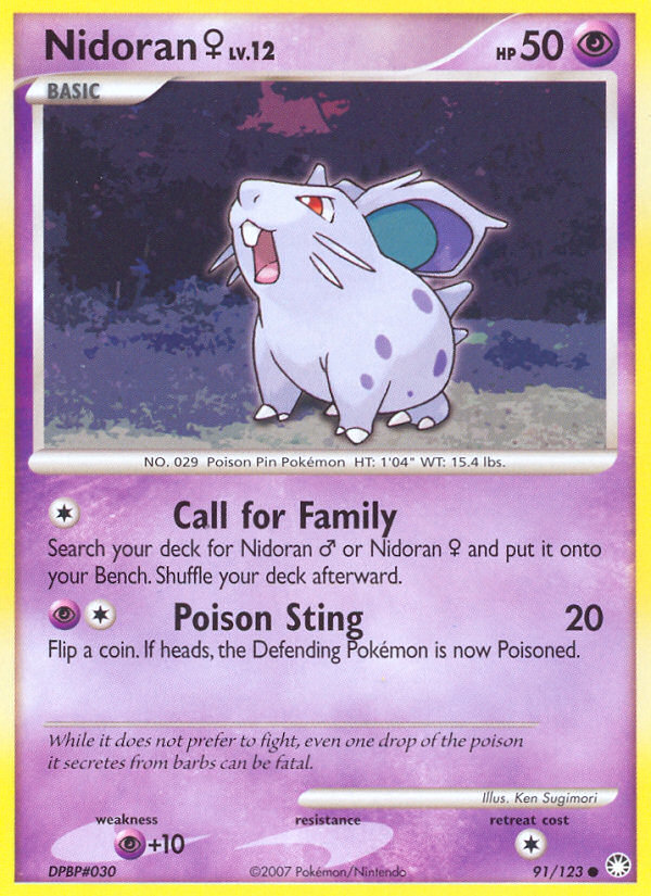 Nidoran (91/123) (Female) [Diamond & Pearl: Mysterious Treasures] | Good Games Morley