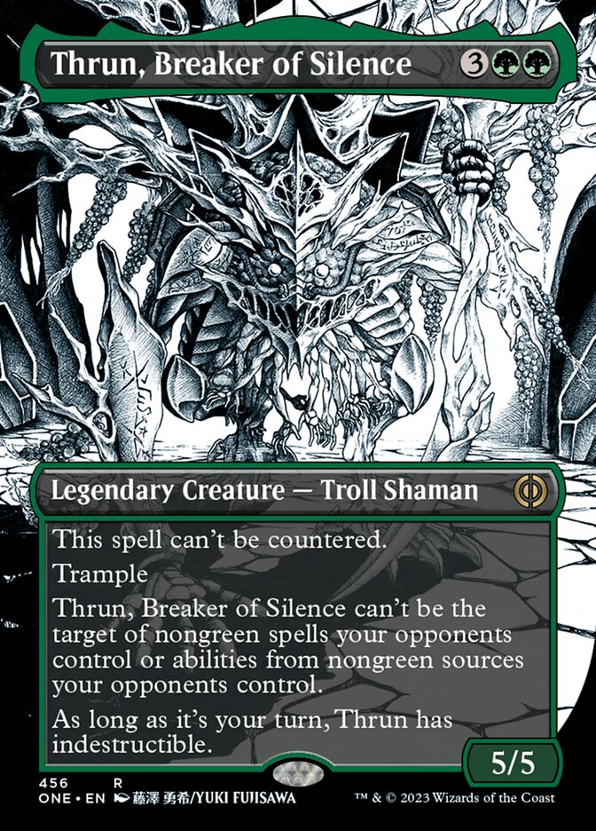 Thrun, Breaker of Silence (Borderless Manga Step-and-Compleat Foil) [Phyrexia: All Will Be One] | Good Games Morley