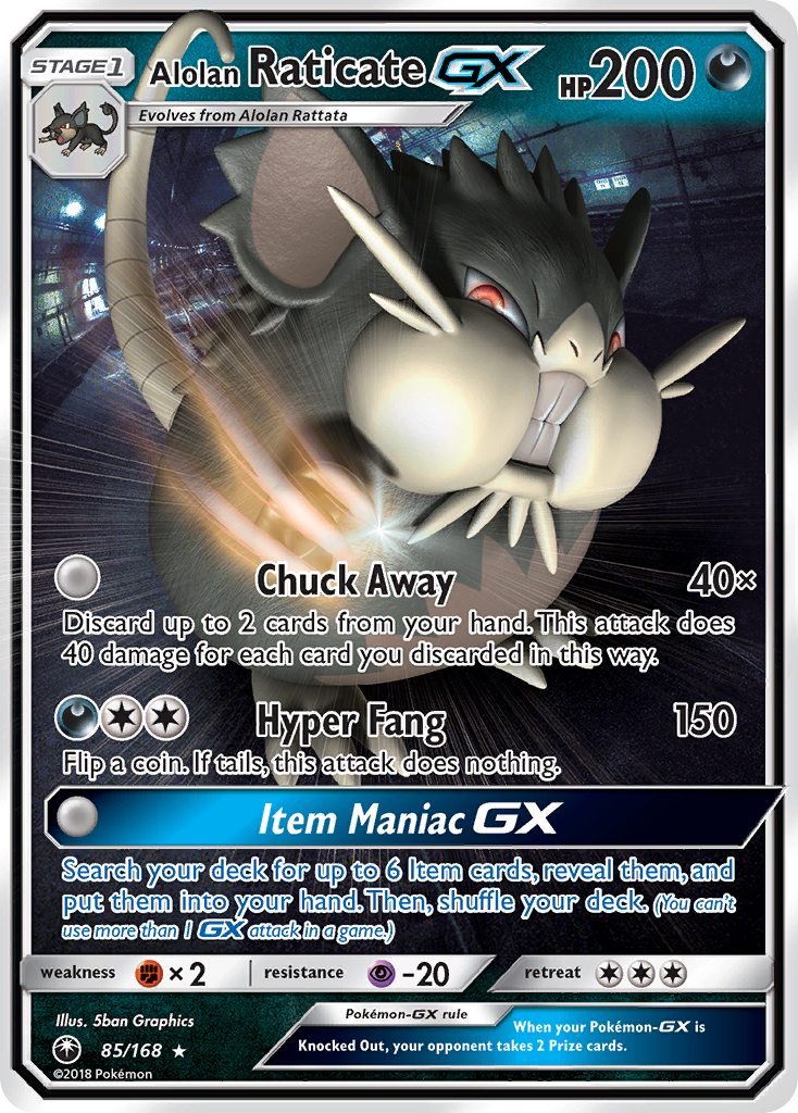 Alolan Raticate GX (85/168) [Sun & Moon: Celestial Storm] | Good Games Morley