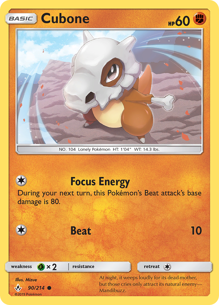 Cubone (90/214) [Sun & Moon: Unbroken Bonds] | Good Games Morley