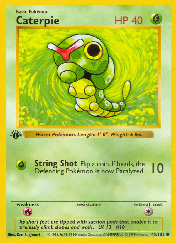 Caterpie (45/102) (Shadowless) [Base Set 1st Edition] | Good Games Morley