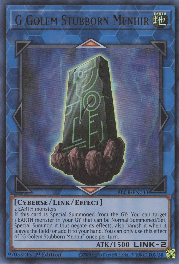 G Golem Stubborn Menhir [BLCR-EN043] Ultra Rare | Good Games Morley