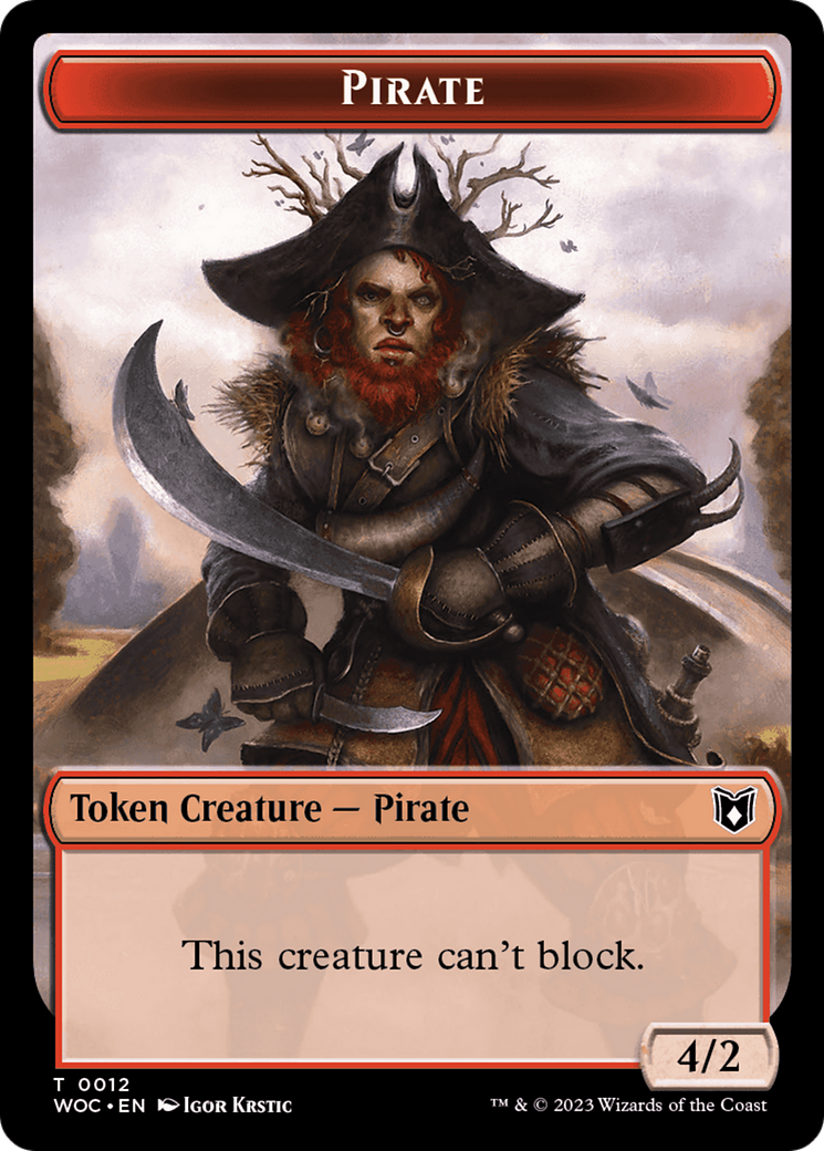 Pirate // Human Soldier Double-Sided Token [Wilds of Eldraine Commander Tokens] | Good Games Morley