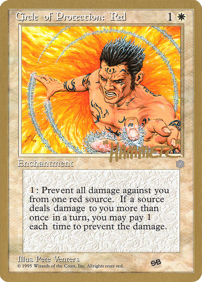 Circle of Protection: Red (Shawn "Hammer" Regnier) (SB) [Pro Tour Collector Set] | Good Games Morley