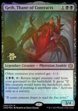 Geth, Thane of Contracts [Phyrexia: All Will Be One Prerelease Promos] | Good Games Morley