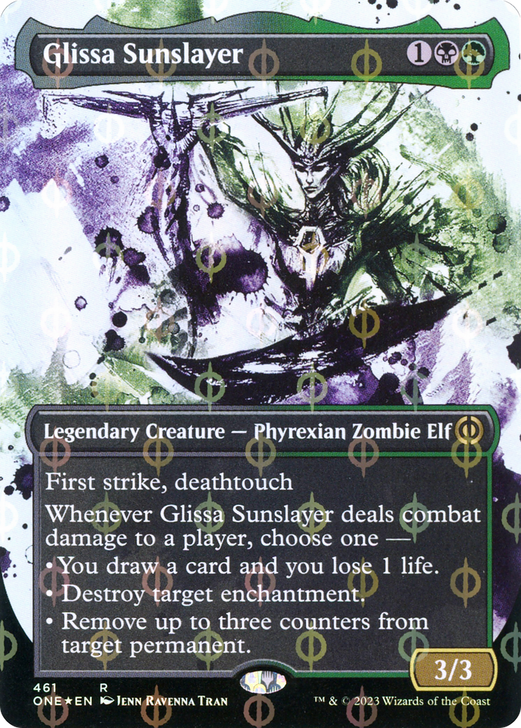 Glissa Sunslayer (Borderless Ichor Step-and-Compleat Foil) [Phyrexia: All Will Be One] | Good Games Morley