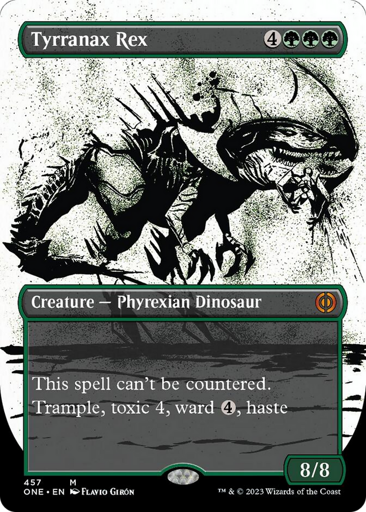 Tyrranax Rex (Borderless Ichor Step-and-Compleat Foil) [Phyrexia: All Will Be One] | Good Games Morley