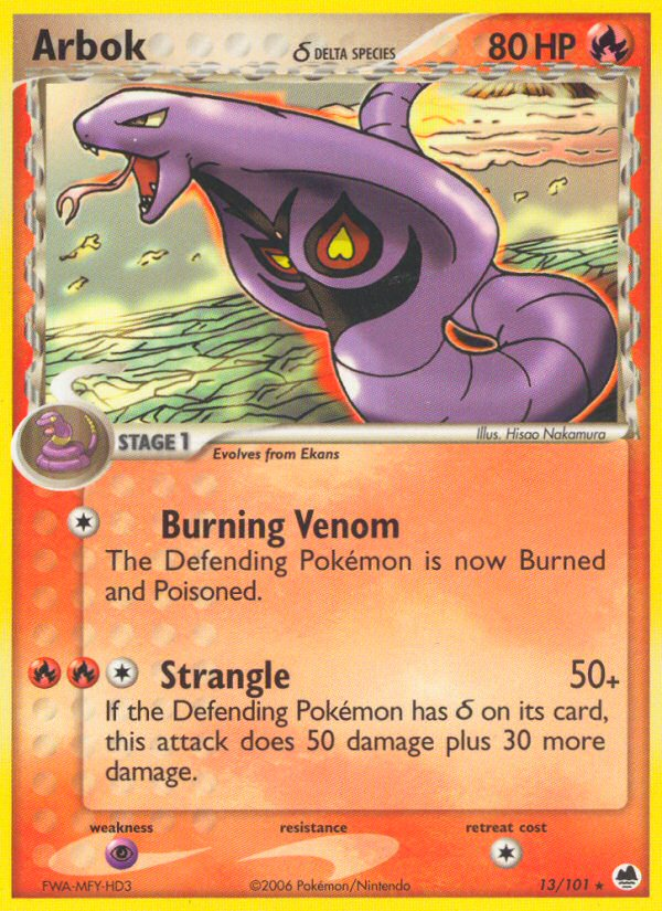 Arbok (13/101) (Delta Species) [EX: Dragon Frontiers] | Good Games Morley