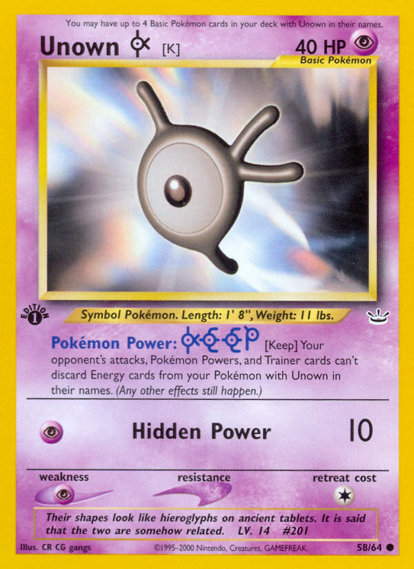 Unown [K] (58/64) [Neo Revelation 1st Edition] | Good Games Morley