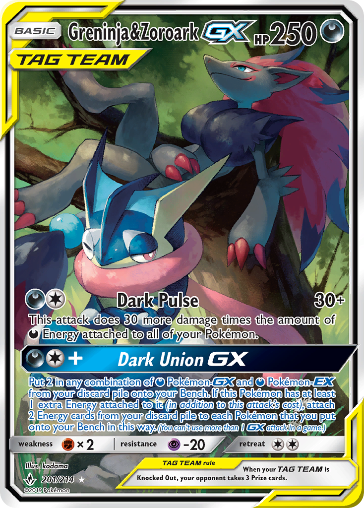 Greninja & Zoroark GX (201/214) [Sun & Moon: Unbroken Bonds] | Good Games Morley