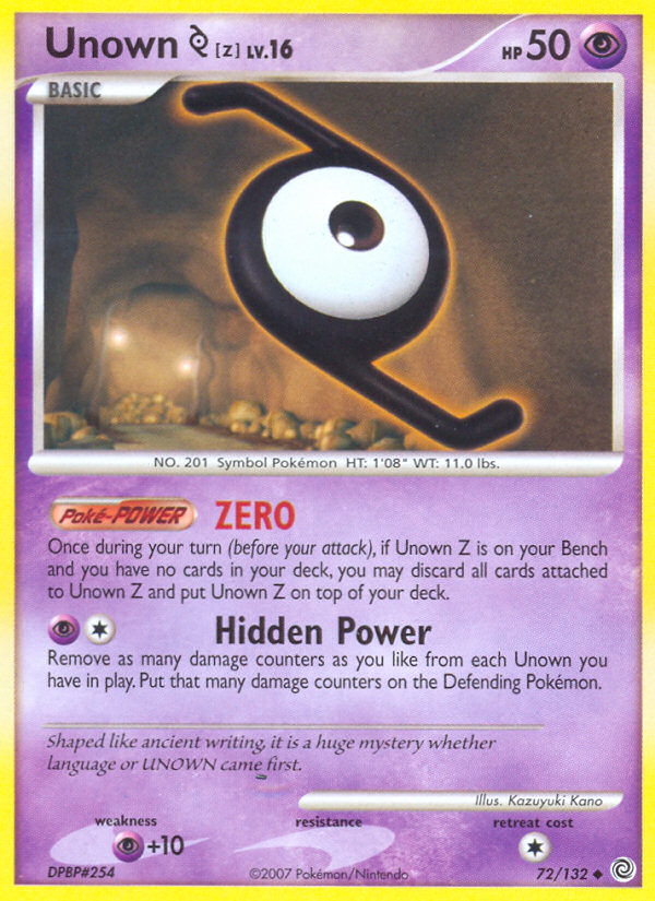 Unown Z (72/132) [Diamond & Pearl: Secret Wonders] | Good Games Morley