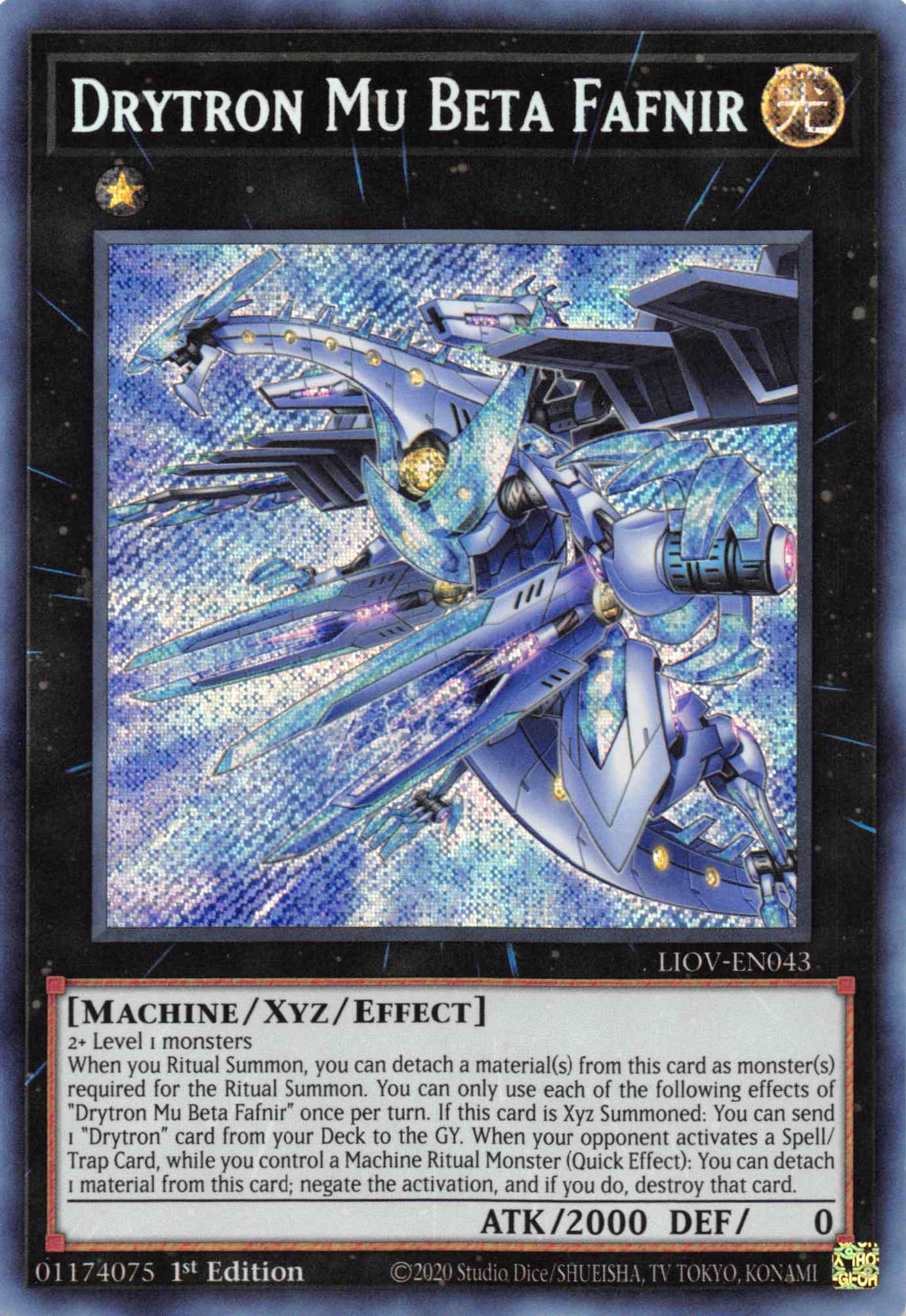 Drytron Mu Beta Fafnir [LIOV-EN043] Secret Rare | Good Games Morley